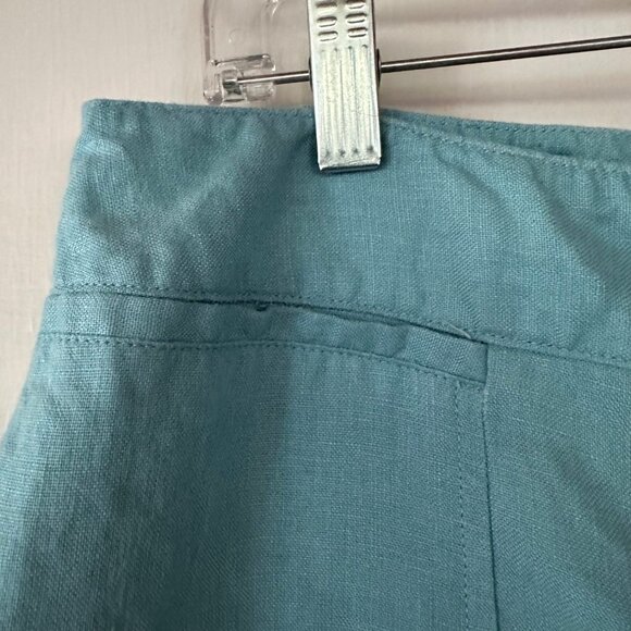 Rafaella Linen Pants Aqua Size 16 Lined Casual Trousers High Waist Taper - Picture 3 of 6